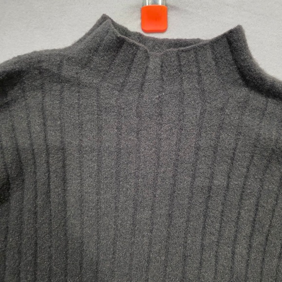 Aerie Ribbed Mock Neck Maxi Dress Charcoal Gray Long Sleeve Side Slit XS - Picture 3 of 9